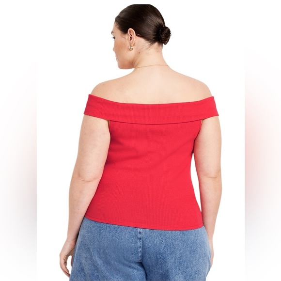 NWT Old Navy Off-Shoulder Ribbed Top Red Off-Shoulder Top Cherry Tomato Size XXL - Picture 6 of 10